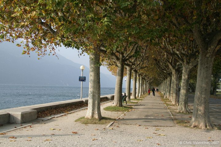 Aix-Les-Bain's lake-side promenade along Lac du Bourget, near Chambery, France, Oct 2007